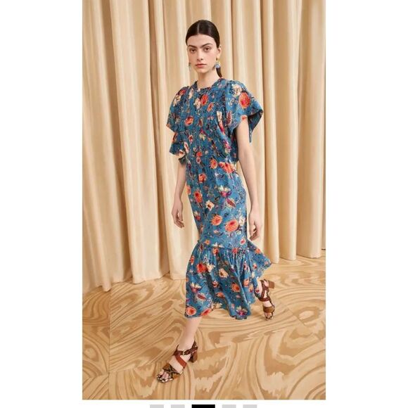 ULLA JOHNSON Ilaria Silk Dress in Bluette NWT Size 4 - Picture 3 of 11